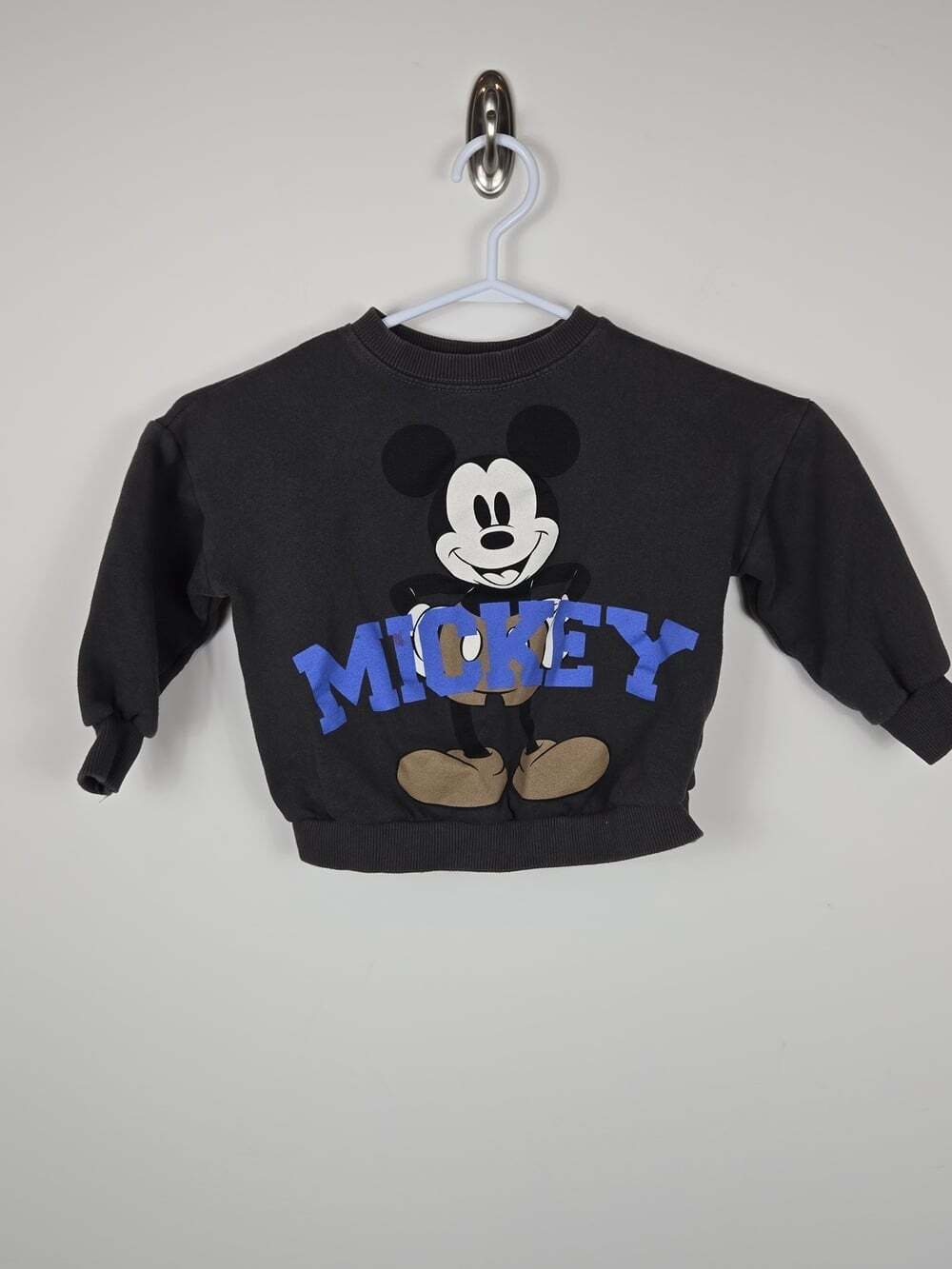 Zara X Disney Mickey Mouse Kids Sweatshirt 3-4Y 104 Faded Black Blue Graphic